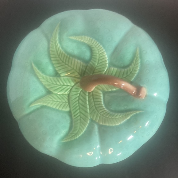 California Pottery teal covered dish vintage mid century - Picture 1 of 9